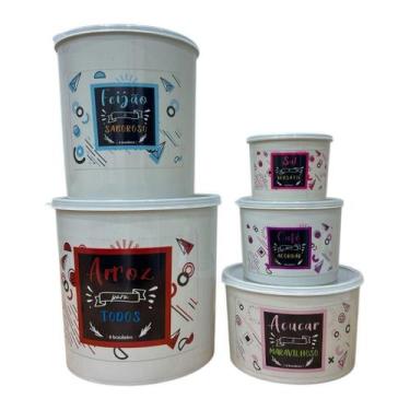 Imagem de Kit 5 Potes Plasticos Livre BPA Porta Mantimento Alimento - Pedreira, 