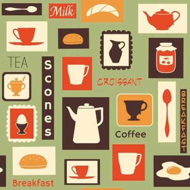 Imagem de Papel De Parede Café Tea Cafeteria Autocolante Lavável 10m