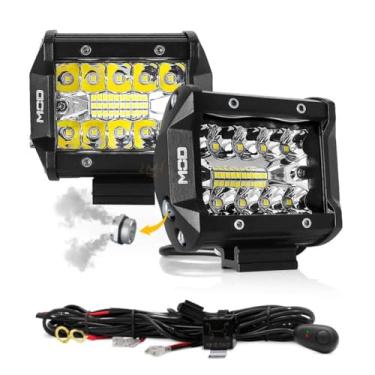 Imagem de Par Farol Milha Led Automotivo Mod LEDs 60W 6500K Lente 8D Foco Spot e Flood 9,5cm Com Chicote Elétrico Carro Caminhão Completo
