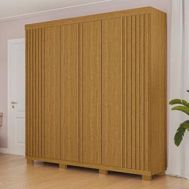 Imagem de Guarda-roupa Casal 230,10cm 6 Portas Ripado 6 Gavetas 100% Mdf Magnólia Espresso Móveis