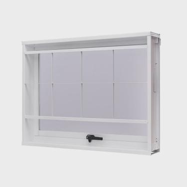 Imagem de Janela de Aço Maxim-Ar 50x50cm com Grade Quadriculada e Vidro Boreal Unicsol Ramassol