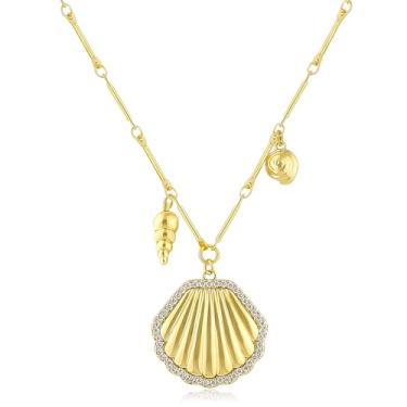 Imagem de Colar com pingente de borboleta de ouro para mulheres, banhado a ouro 14 K, fofo, zircônia cúbica, borboleta, arco-íris, cruz, unicórnio, corrente ajustável, corrente de elos de barra, insetos, joias