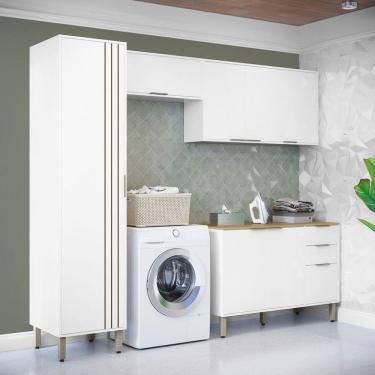 Imagem de Lavanderia Completa Glória 8 Portas 2 Gavetas Branco Neve - Mx Móveis