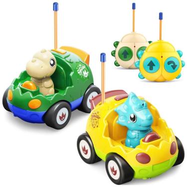 Imagem de Carro Dinossauro de Controle Remoto com Música, Luzes e Efeitos Sonoros, 2 Un para Crianças Acima de 2 Anos, Kidz do, Verde e Amarelo