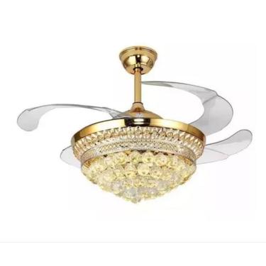 Imagem de Ventilador Lustre Retrátil Led Cristal Controle Remoto