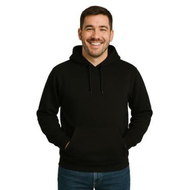 Imagem de Moletom Canguru Liso Unissex Blusa De Frio Capuz Flanelado - John Fly,