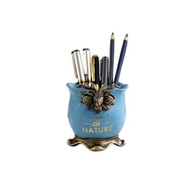 Imagem de Porta-lápis de mesa, organizador de mesa, suporte de lápis, suporte de caneta para mesa, porta-canetas de mesa, porta-pincéis de maquiagem para crianças, organizador de lápis, pote (cor: azul)