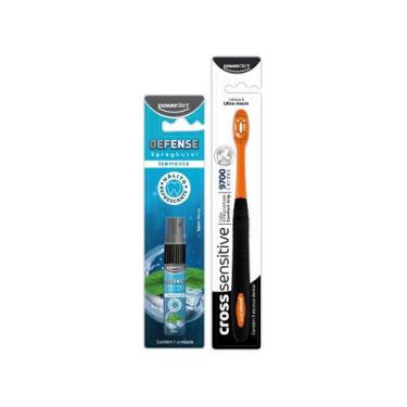 Imagem de Kit Spray Bucal Ice Menta + Escova de Dente Cross - PowerDent, Laranja