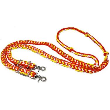 Imagem de CHALLENGER Rédeas de Náilon Trançado Cavalo Barril Roping Roping Roping Laranja Amarelo Branco 60743