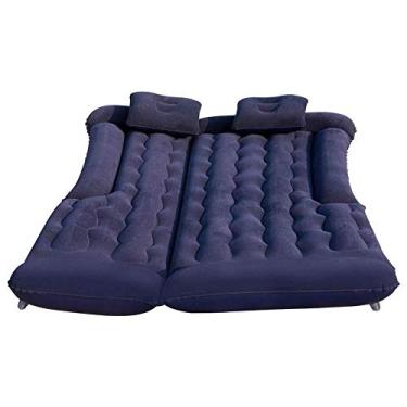 Imagem de Colchão de ar SUV conjunto de cama de carro colchão de ar portátil inflável para acampamento ao ar livre superfície de flocagem (azul)