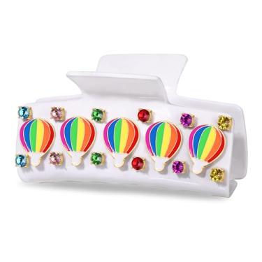 Imagem de MOLOCH Derby Grampo de cabelo grande rosa/branco oval/quadrado cristal Kentucky Derby cabelo garras de equitação terno garras de cabelo para mulheres meninas primavera roupas acessórios presentes