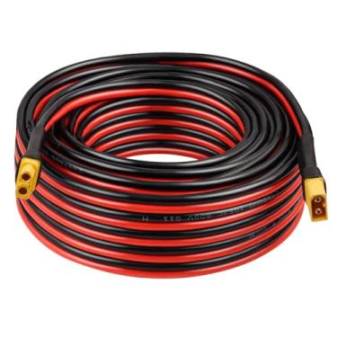 Imagem de Cabo de extensão XT60 10AWG 40FT 2 3 5 10 15 20 25 30 35 40 50 75 100FT XT60 conector fêmea para macho para estação de energia portátil painel solar RC bateria