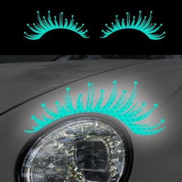 Imagem de Iprokiu 1 par de adesivos refletivos de cílios de farol de carro de alta intensidade, sinal de aviso de segurança, à prova d'água, adesivos de cílios falsos para carro, SUV, caminhão, decoração