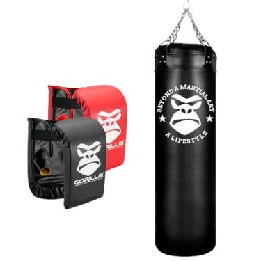 Imagem de Saco De Pancada 120 Cm + 02 Pares De Luvas Bate-Saco Gorilla Cor:Preto/vermelho