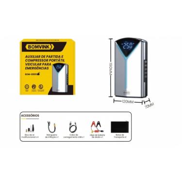 Imagem de Auxiliar De Partida E Compressor Portatil Veicular 8909
