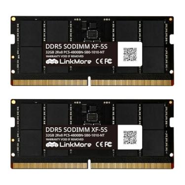 Imagem de LinkMore DDR5 SODIMM 64 GB (2 x 32 GB) 4800 MHz (PC5-38400) Módulo de memória RAM para laptop (CL40, não ECC sem buffer, 1,1 V, 262 pinos)