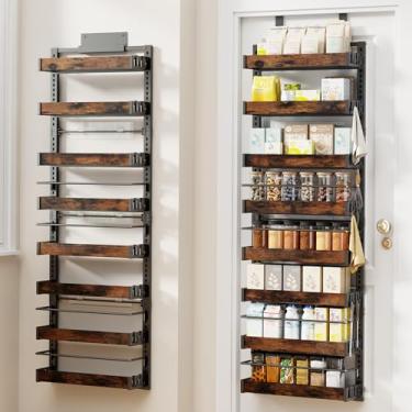 Imagem de Organizador de despensa de 8 camadas sobre a porta, suporte de parede 2 em 1 ou suporte de tempero para pendurar em metal para organizadores e armazenamento de despensa, prateleiras de tempero, cesta