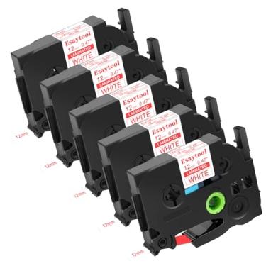 Imagem de Esaytool Pacote com 5 peças de substituição para P-Touch TZe-232 TZe232 TZ232 12 mm 12 mm 1/5.1 cm fita laminada branca compatível com Ptouch PT-D210 D220 H110 H100 P710BT D220 D410 D600 D440 Marcador