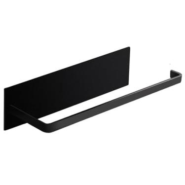 Imagem de Suporte magnético para papel toalha, suporte para rolo de papel higiênico, suporte de parede para papel toalha, dispensador de papel em rolo sem furador para banheiro de trailer, preto, 01