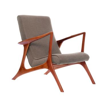 Imagem de Poltrona Decorativa Vk Anos 50 Tecido Linho Bege Cor Bege