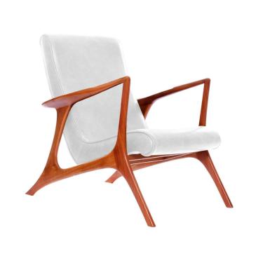 Imagem de Poltrona Couro Natural Branco Vk Anos 50 Cor Branco