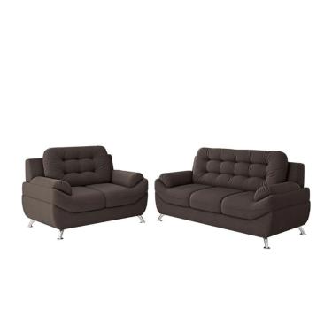 Imagem de Sofá 3 E 2 Lugares Mercury Em Tecido Suede Linoforte Marrom