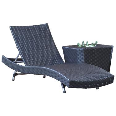 Imagem de 1 Espreguiçadeira Bona E Mesa Grécia Em Alumínio Trama Preto