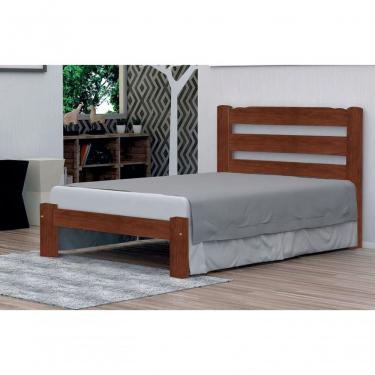 Imagem de Cama De Casal Luna De Madeira Maciça Angelim Pedra/tauari - Cor Castanho