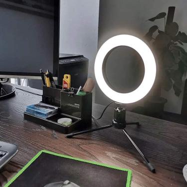 Imagem de Ring Light 6 Polegadas Iluminador Anel De Led Ring Light Usb 16cm Com Mini Tripé