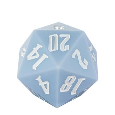Imagem de IUSTIDIE 55mm Silicone D20 Dice, Large D20 Single 20 Sided DND Dice, D20 Giant Polyhedral Dice with Dice Gift Box for Dungeons and Dragons RPG Bar Pub Club Party Classroom Games(Light Blue/White)