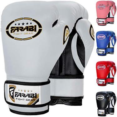 Imagem de Farabi Sports Luvas de boxe infantis 4, 6, 227 g Luvas de boxe para crianças e jovens Luvas de boxe para meninos e meninas Luvas de treinamento de boxe para MMA Muay Thai e saco de pancadas (brancas