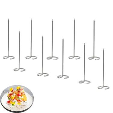 Imagem de NentMent Pacote Com 10 Espetos Para Fritadeira A Ar, Mini Suporte Espeto De Kabob, Palitos Aço Inoxidável, Vertical Ninja Foodi, Panela Instantânea, Torradeira, Forno, Grelha, Cozinha, Kebab, Churra