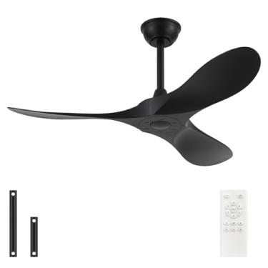 Imagem de wodiston Ventilador De Teto 42'' Sem Luz Com Controle Remoto, Motor Dc Reversível E Silencioso Para Áreas Externas, 3 Pás Plástico, Preto Pátios, Sala Estar, Quarto