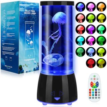 Imagem de Eadaiylon Luminária De Água-Viva Com 17 Cores Que Mudam 4 Modos, Mesa Elétrica Led Para Decoração Casa, Relaxamento, Presentes Natal E Aniversário Meninas Mulheres (Preta)