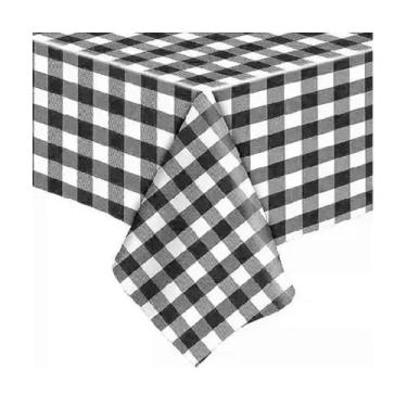 Imagem de Toalha de Mesa Metalizada Xadrez Decoração Festa Junina (Preto)