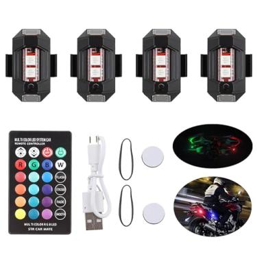 Imagem de Anki HappiGo 4 Peças Led Strobe Drone Luzes Com Controle Remoto, 16 Cores Anti-Colisão Mini Sem Fio Usb Recarregável Iluminação De Aviso Noturno Para Carro Motocicleta Aeronave Rc Barco Bicicleta Te