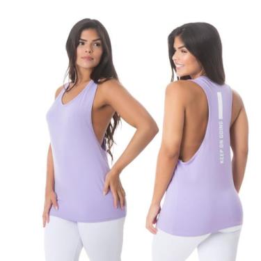 Imagem de Camiseta Regata Feminina Cavada Academia Power Emotion Lilas - Sallada