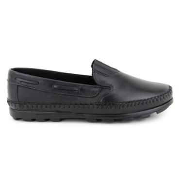 Imagem de Mocassim Masculino Couro Conforto Calce Fácil - Granado, Preto, 41