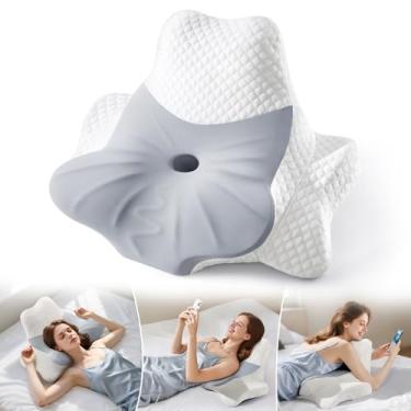 Imagem de Travesseiros de espuma viscoelástica ultra alívio da dor, travesseiro cervical para alívio da dor no pescoço e ombro, travesseiro de cama ergonômico ajustável, macio para dormir de estômago lateral