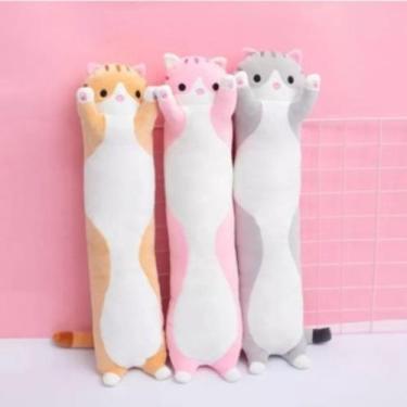 Imagem de Brinquedo Almofada Gato Pelúcia Travesseiro Macio Gatinho Bebê 50cm - 
