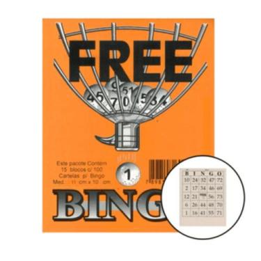Imagem de Bingo Cartela 100 Folhas de Nº 01 até 75 - Tacolândia