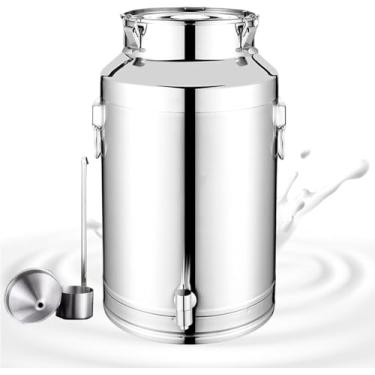 Imagem de Latas De Transporte De Leite De Aço Inoxidável 304-5l-35l Pote De Batedeira De Leite Balde De Vinho Balde Barril Pote De Chá Pote De Laticínios Com Tampa Selada E Torneira Opcion, 48L