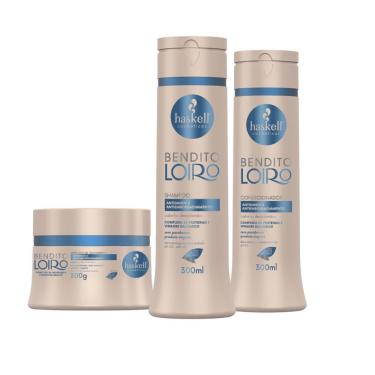 Imagem de Kit Shampoo Condicionador E Máscara Antidanos Bendito Loiro Haskell 300ml