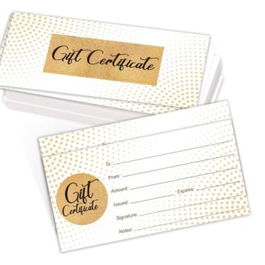 Imagem de PLIGREAT Vales de oferta em branco, cartões de certificados de pontos dourados com envelopes Cartões de voucher clássicos para negócios salão de beleza restaurante aniversário cartão de presente de