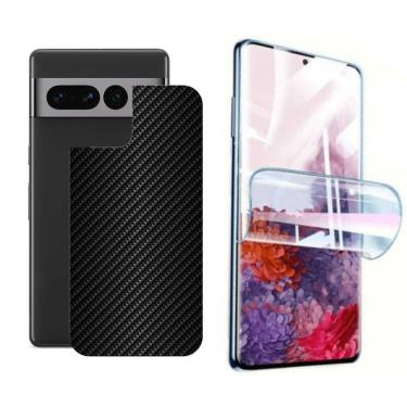 Imagem de Película Hidrogel + Adesivo Fibra De Carbono Para Google Pixel 7 Pro - Preta