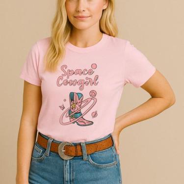 Imagem de Camiseta Blusa Country Algodão Estamp Space Cowgirl Feminina Qualidade