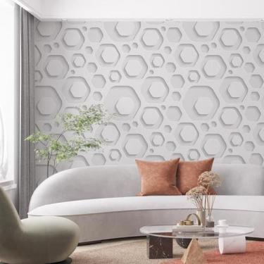 Imagem de Kit 2 Rolos Papel De Parede Adesivo Abstrato 3D Branco 3,0M - Gh Papel