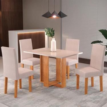 Imagem de Mesa de Jantar 4 Lugares Morgana Mel/Blonde/Linho Amendoa 26281 - Pnr 