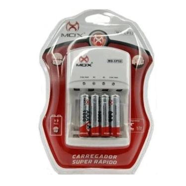 Imagem de Carregador De Pilha C 4 Pilhas Palito Aaa Recarregável Mox