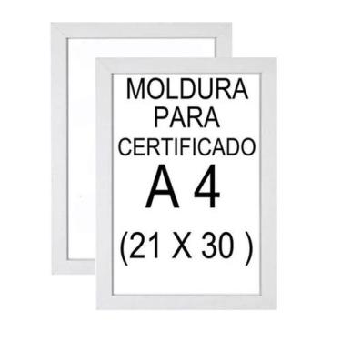 Imagem de Kit 2 Molduras A4 Certificado/ Diploma Com Vidro Cor Branca - Lgs Deco